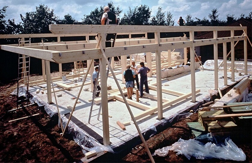 Holzbau mit Skelettbauweise